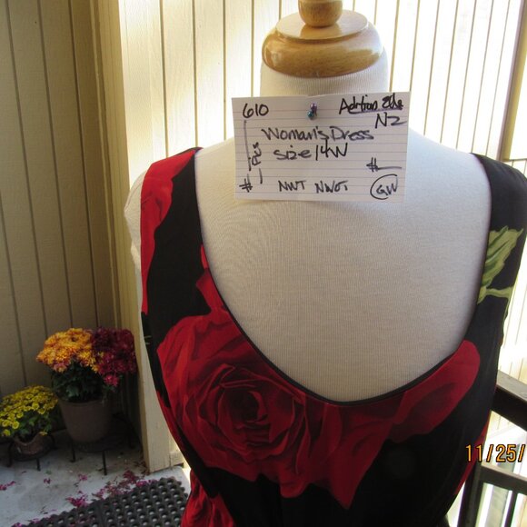 #610  WOMAN'S LONG FLORAL CHIFFON DRESS BY ADDITION-ELLE  (SIZE 14W) - Picture 2 of 4